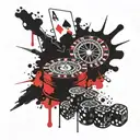 Poker, roulette, dice, excitement, rock'n'roll tattoo design idea
