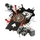 Poker, roulette, dice, excitement, rock'n'roll tattoo design idea