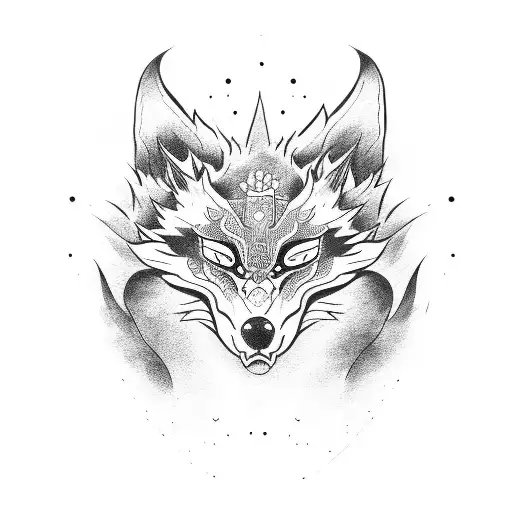 kitsune mask tattoo design idea