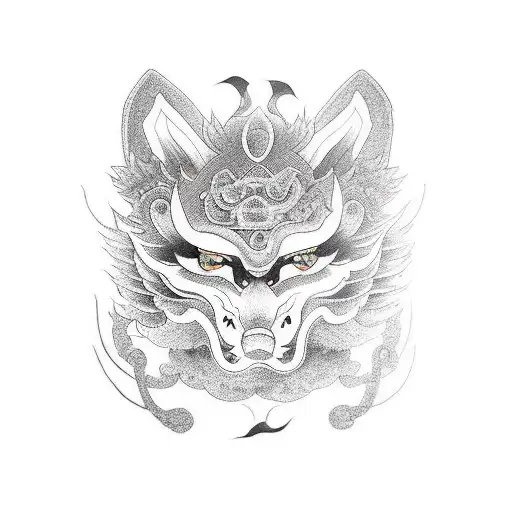 kitsune mask tattoo design idea