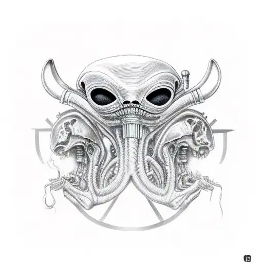 alien smoking joint  tattoo design idea