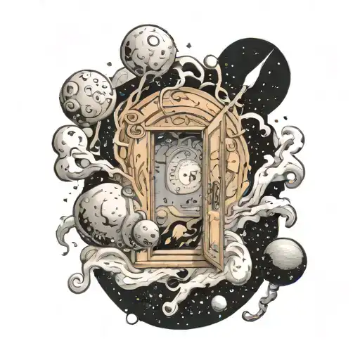 open door with the entirety of the known universe coming through it  tattoo design idea