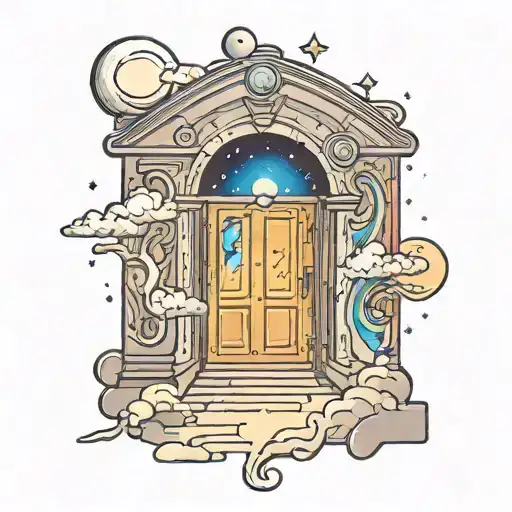 open door with the universe and light spectrum coming through it  tattoo design idea