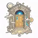 open door with the universe and light spectrum coming through it  tattoo design idea