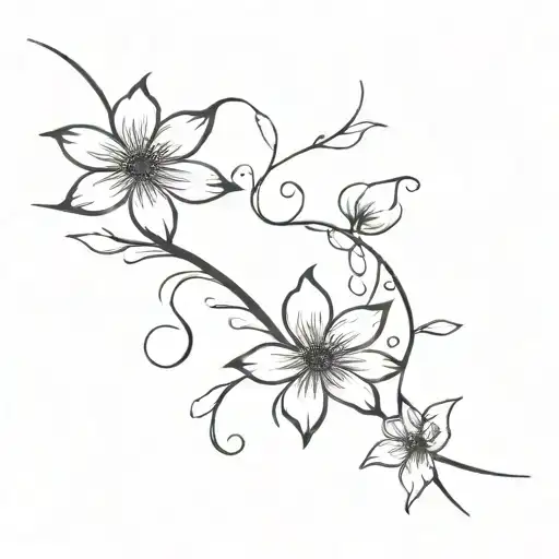 ekg line flowers tattoo design idea