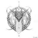 Celtic hydra dragon with 3 heads tattoo design idea