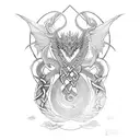 Celtic hydra dragon with 3 heads tattoo design idea