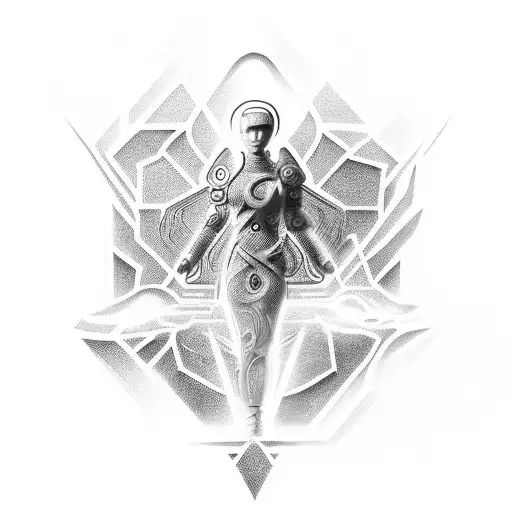 A tattoo of a Serbian monument with a twist of futuristic elements tattoo design idea