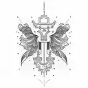 A tattoo combining Serbian traditional embroidery patterns with the client's favorite Serbian monument in dotwork style tattoo design idea