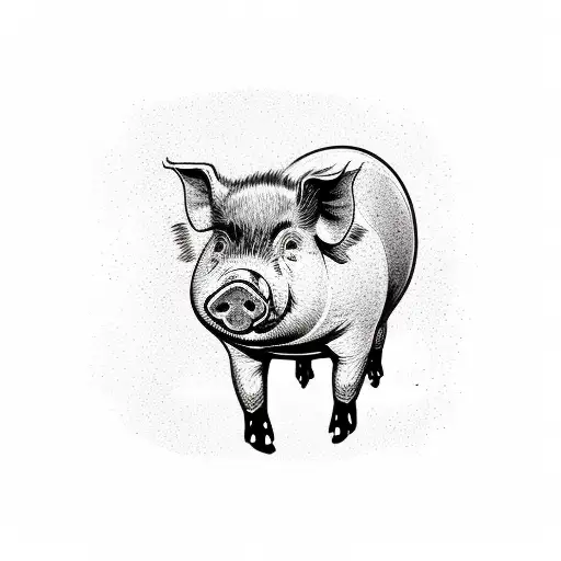 pig taking bath tattoo design idea