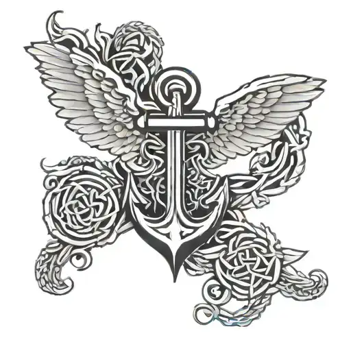 Celtic navy anchor wings tattoo design idea