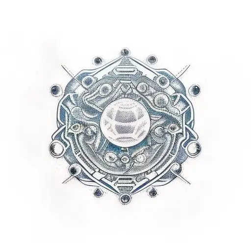 weltraum mit UFO bunt tattoo design idea