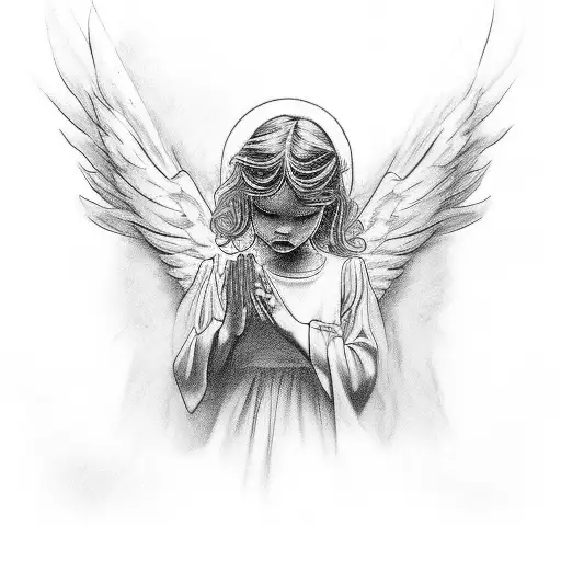 angel's falling from the sky dark clouds  tattoo design idea