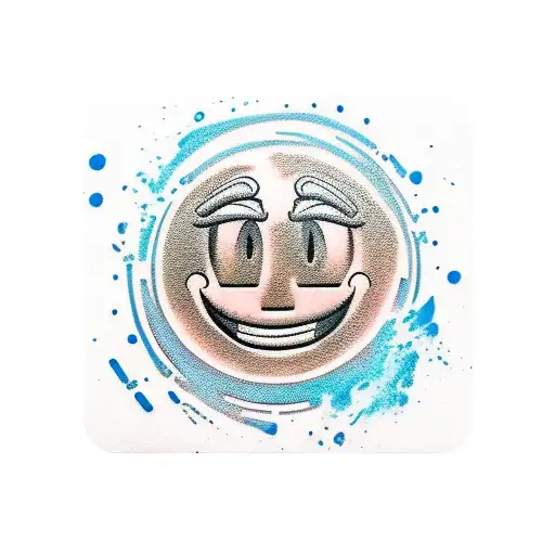 Smiley face badge of the Comedian with blood splash tattoo design idea