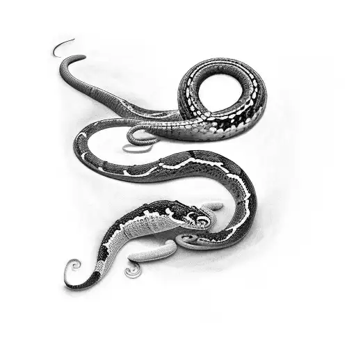 caterpillar transforming into a snake tattoo design idea
