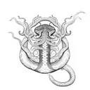 caterpillar transforming into a snake tattoo design idea