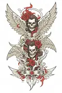 Demon killed angel wings tattoo design idea