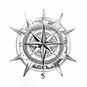 A compass rose surrounded by various marine creatures like whales, sharks, and sea turtles tattoo design idea