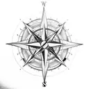 A compass rose surrounded by various marine creatures like whales, sharks, and sea turtles tattoo design idea