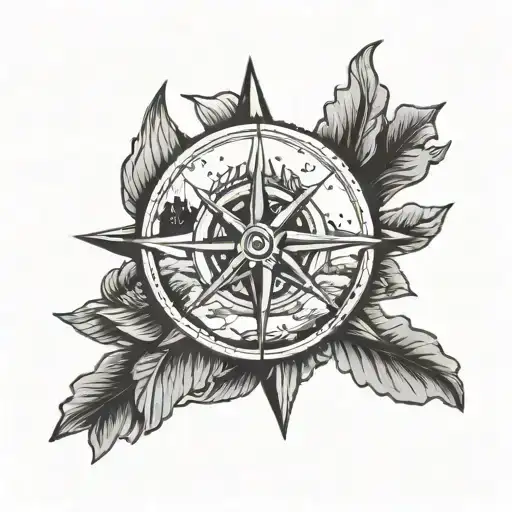 mountains, right the name of jackson and addie, compass, propeller tattoo design idea