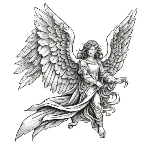 Guardian angel wings tattoo design idea