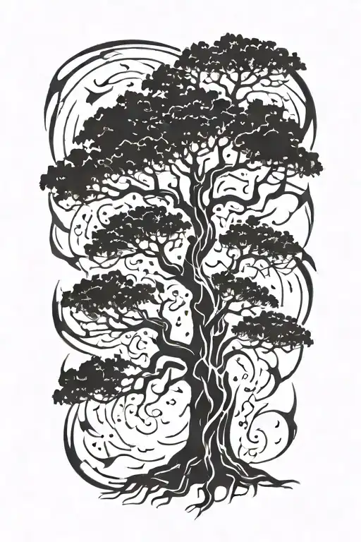 tree struck by lightning bolts tattoo design idea