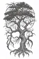 tree struck by lightning bolts tattoo design idea