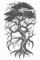 tree struck by lightning bolts tattoo design idea