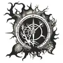 compass with tree roots spreading tattoo design idea