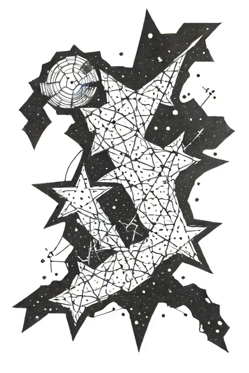 Constellation Orion stars constellation with lightning tattoo design idea