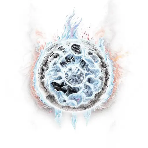 1 half of heat iced the second on fire tattoo design idea