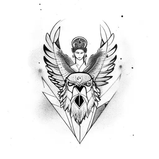 a hawk and aries mix half god half animal that shows respect  tattoo design idea