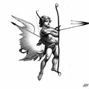 Cupid flying while shooting arrow tattoo design idea