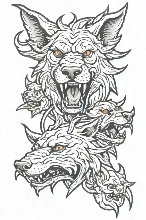 cerberus head tattoo design idea