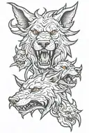 cerberus head tattoo design idea