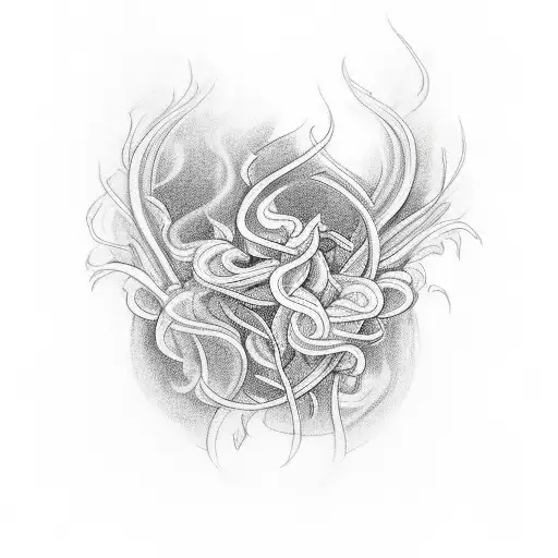 A delicate tattoo of smoke tendrils intertwining with intricate floral patterns tattoo design idea