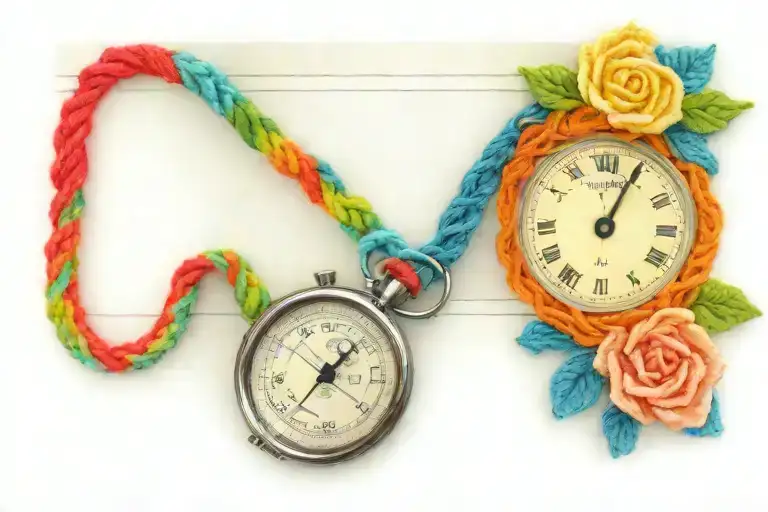 crocheted bookmark with stop watch tattoo design idea