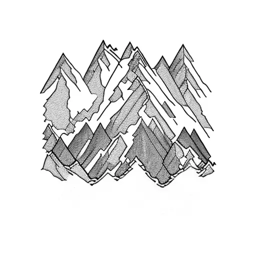 A majestic mountain range with a winding hiking trail leading to the summit tattoo design idea