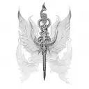 represents fire axes, caduceus, hermes and two snakes around winged staff tattoo design idea