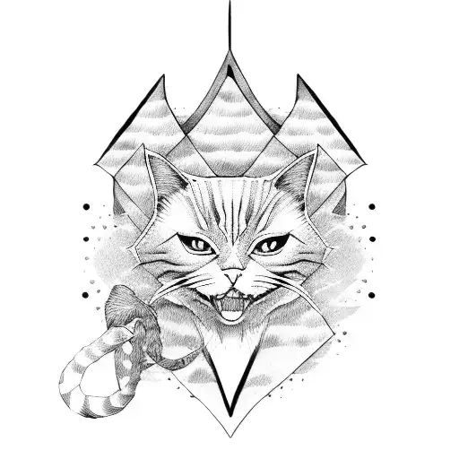 samurai cat tattoo design idea