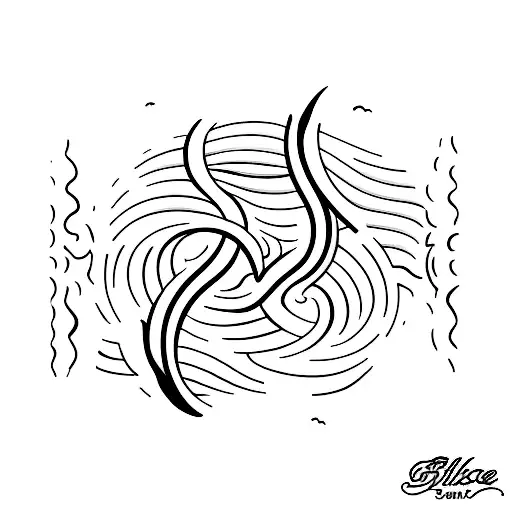 minimalist tatoo of waves, sand and city tattoo design idea