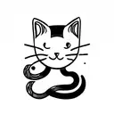 cat with Line Design with Name "Susi"  tattoo design idea