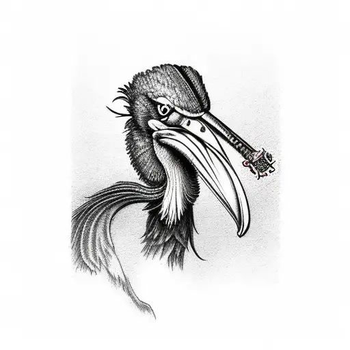 shoebill stork as a plague doctor  tattoo design idea
