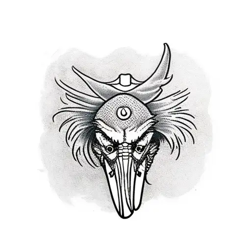 shoebill stork as a plague doctor  tattoo design idea