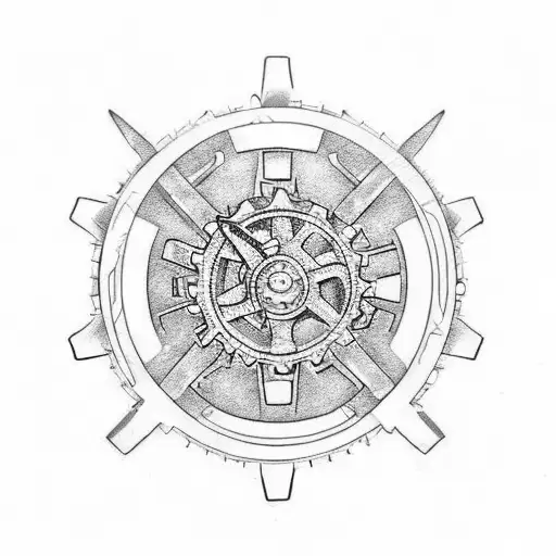 gears, steampunk, copper, nautical tattoo design idea