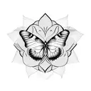 Butterfly, rose, clock, nature tattoo design idea