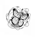 Butterfly, rose, clock, nature tattoo design idea