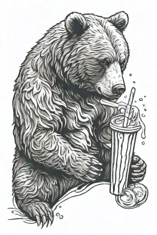 friendly bear eating a Popsicle melting tattoo design idea