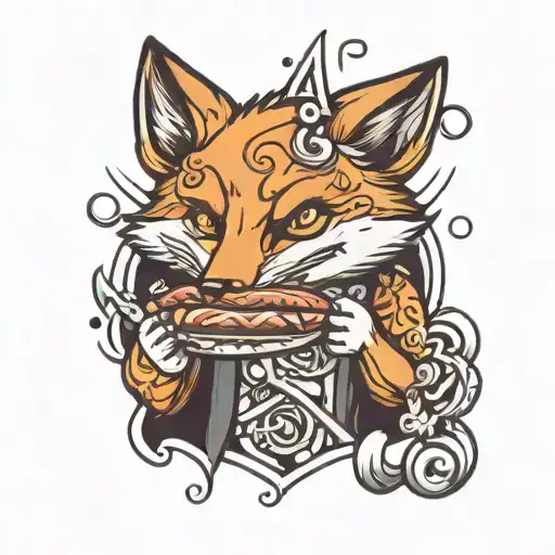 Fox making hot dogs tattoo design idea