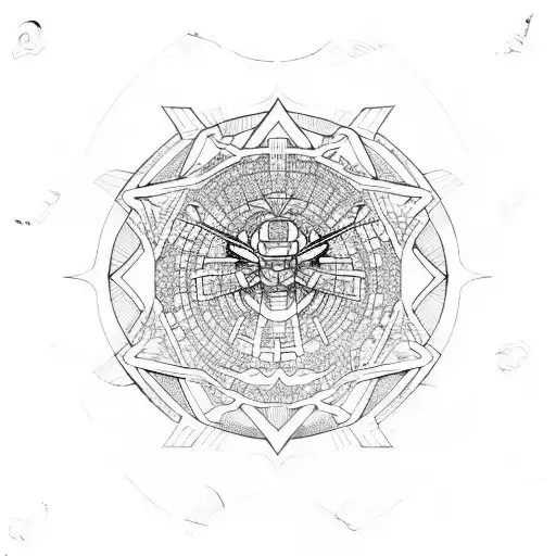 Gundam in Kanagawa waves tattoo design idea